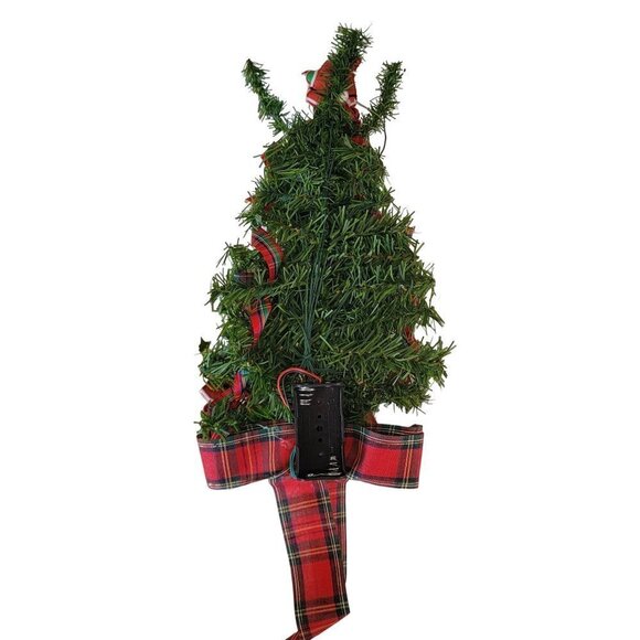 Vintage Smile Victorian Wall Tree Santa Claus Plaid Accents Battery Operated - Picture 10 of 10